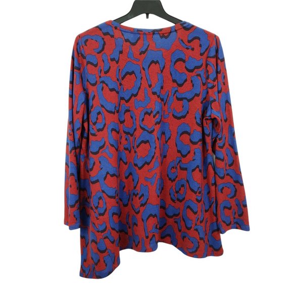 LOGO by Lori Goldstein Printed Tunic Top Size XL Red Blue Asymmetrical Pocket - Picture 4 of 7